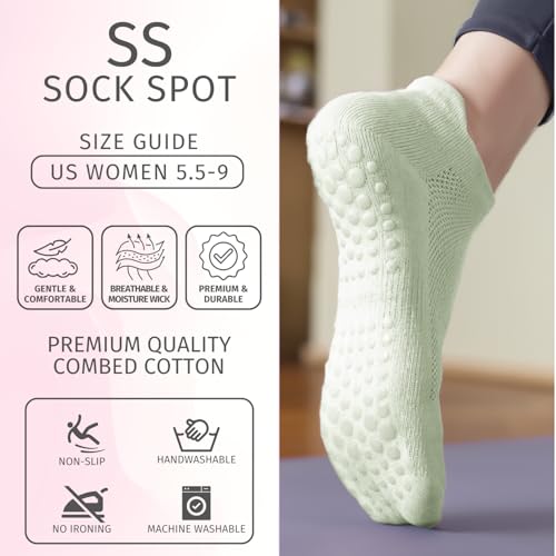 Image of 4 /6 Pairs Pilates Yoga Socks for Women | Non Slip Grip Socks | Athletic Barre Workout