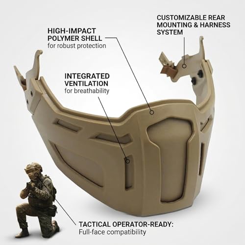 Masque airsoft intégral compatible casque pour éviter chocs