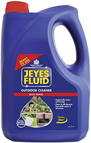 Jeyes Fluid Ready-To-Use Outdoor Cleaner & Disinfectant for Paths, Patios, Driveways & Pet Housing, Blue, 4 Litre