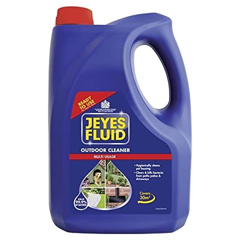 Jeyes Fluid Ready-To-Use Outdoor Cleaner & Disinfectant for Paths, Patios, Driveways & Pet Housing, Blue, 4 Litre Cover