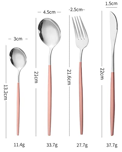 Image of Stainless Steel Flatware Set - Mirror Polished Cutlery for Dinner, Kitchen Utensil with Fork, Spoon, Knife Silverware Tableware Lunch Box(Pink-Blue, Set of 4)