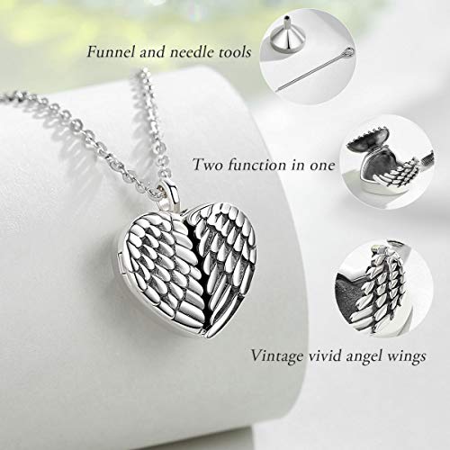 EUDORA Sterling Silver Urn Necklace for Ashes for Women Men, Ash Pendant for Human Cat Dog Ashes, Necklace for Ashes of Loved One Dad Mom Papa Pet Cremation Souvenir Jewelry for Funeral, 20inch2