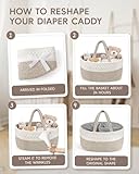 Maliton Nappy Caddy，Large Newborn Essentials Diaper Caddy，Cotton Rope Sturdy Portable Baby Caddy Storage Basket with Removable Compartments，Nappy Organiser as Baby Shower Gifts for Newborn - Image 8