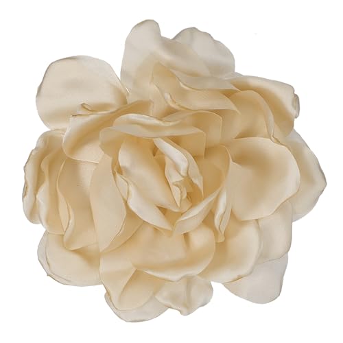 PATIKIL Broche De Flores De Seda Satinada 4.7", Gran Broche De Solapa De Peonía Floral Para Mujeres Boda Fiesta Cumpleaños Baile Banquete Vestido Ropa Sombrero Bolsa Decoración, Caqui