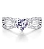 Dreamboat Purple Heart Rings for Women Birthstone Rings Adjustable 925 Sterling Silver Alexandrite Jewelry June Gifts for Mom Birthday