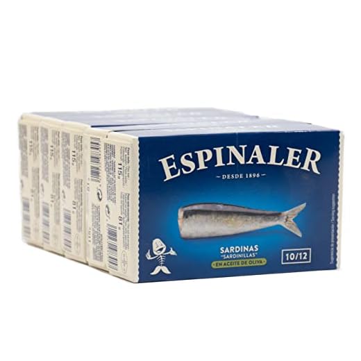 Sardinillas en aceite de oliva Espinaler - Pack de 5 latas de 10-12 Sardinas en Conserva - Conservas Gourmet de sardinillas en aceite - Sardinas en conserva para tu aperitivo o para cocinar