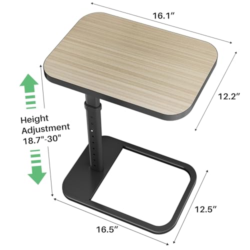 Image of Kitstorack Upgraded TV Tray Table with Panel Lock, Adjustable Height & 90 Flip-Over Design, Sofa Arm End Side Table for Eating, Dinner, Snack, Laptop, Couch, Bed, Chair or Small Spaces, Gray