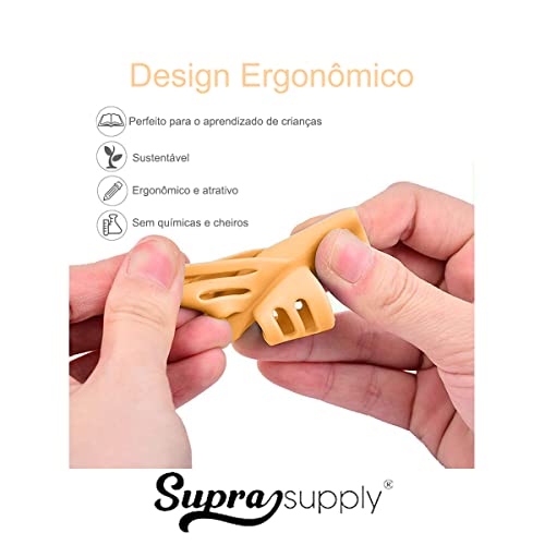 Adaptador Corretor Para Escrever Suporte Apoio Dedo Lápis (Laranja)