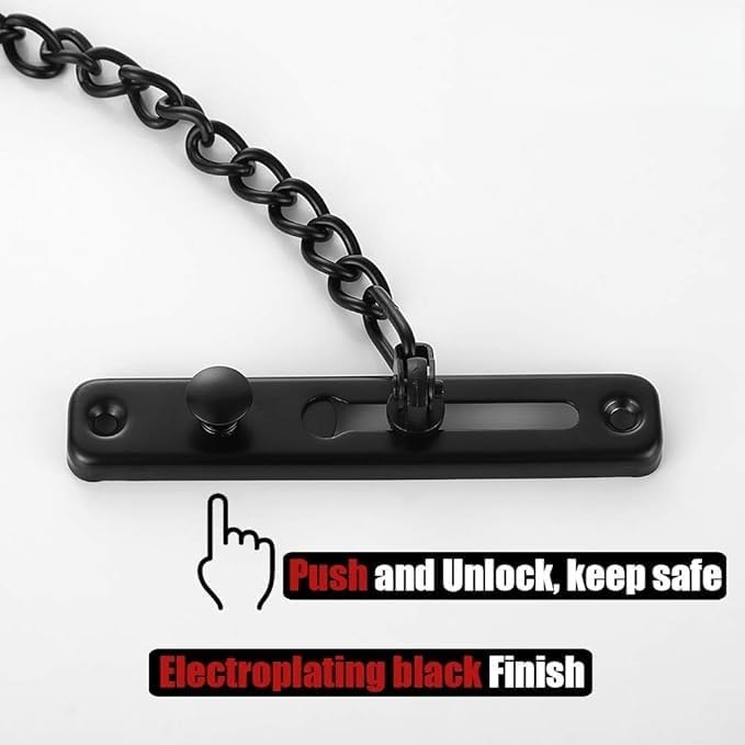 Chain Door Guard Lock Stainless Steel Door Guard with Spring Anti-Theft Press Lock, Brushed Comes with 4 Screws