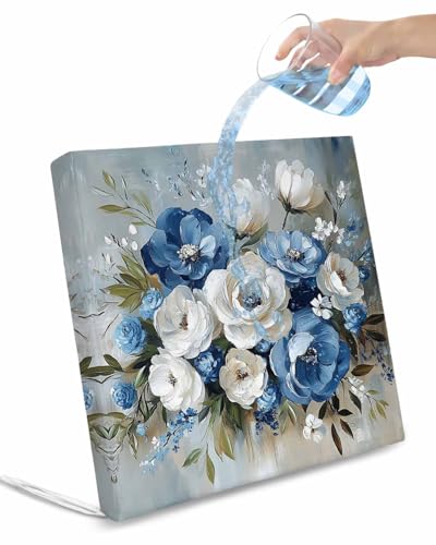 Hokiten White Blue Spring Floral Outdoor Cushion Chair Cover Set of 2 - Waterproof Couch Seat Covers, Vintage Botanical Farmhouse Patio Furniture Protector Cushions Slipcovers for Sofa/RV, 22