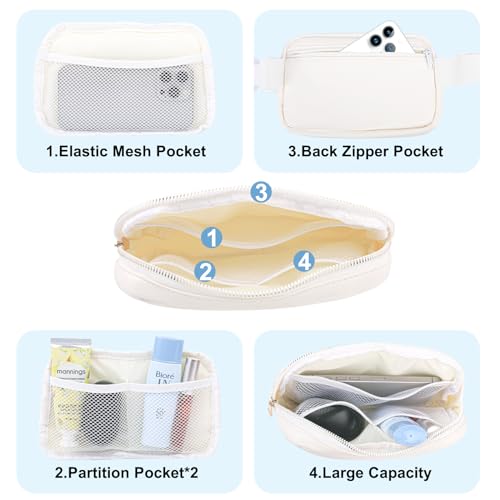 Image of VOROLO Fanny Pack For Women And Men Crossbody Bag Belt Bag PU White