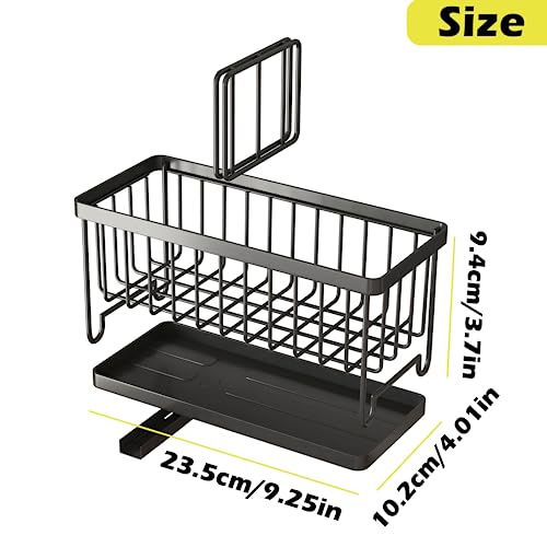 Kitchen Sink Caddy Sink, Sponge Holder Sink Caddy Organizer,Countertop with Removable Drain Tray with Diversion Drainage(Black) - Image 6