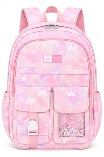 Mochila Escolar Infantil Menina Impermeável 41cm Rosa Arco-Íris