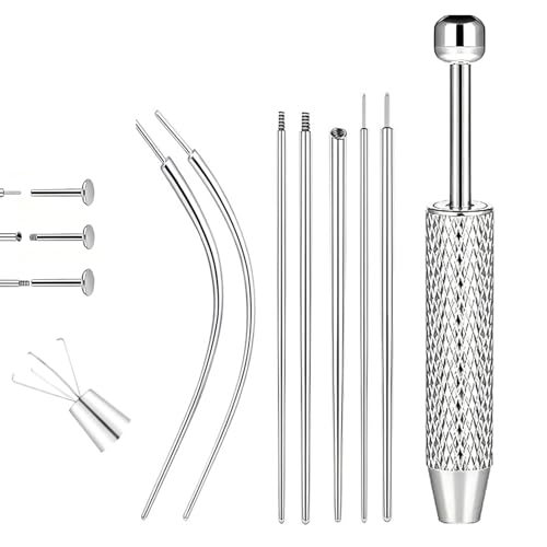 ThriveMart 8 Pcs Stainless Steel Piercing Ball Grabber Flat Back Earring Applicator Tool Set Professional Piercing Taper Insertion Pins for 16G 18G Jewelry Piercing Grabber Tool for Ears Nose Lip