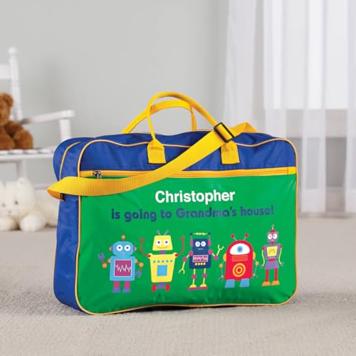Personalized Boys Going to Grandma's Tote – Fun gift from Grandma – Present for Grandson Customize with Childs Name – Blue and Green2
