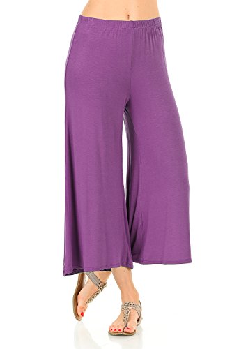 iconic luxe Women's Elastic Waist Jersey Culottes Pants Lounge