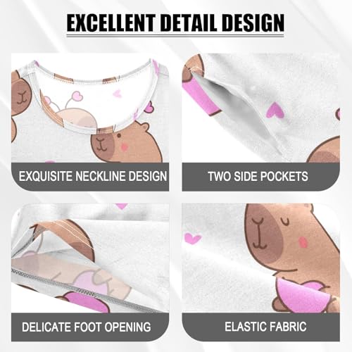 Pajama Short Sets Cute Cartoon Kawaii Capybara Soft Cotton Summer Sleepwear 2 Piece PJS Size 5-14T3