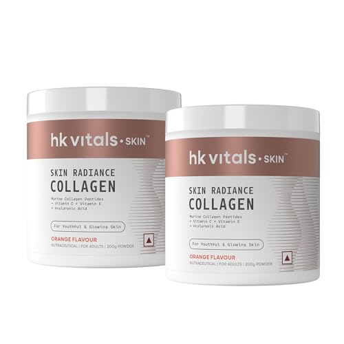 hk vitals Marine Collagen Supplement (Orange, 200g) (Pack of 2) | With Vitamin C & E | For Healthy Skin & Hair