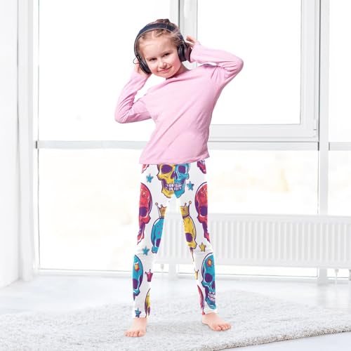 Bolaz Toddler Girls Leggings Printed Yoga Pants Leggings Yellow Blue Green Purple Skulls for Kids4