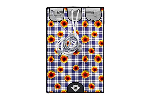 Image of Stylista Top Load Fully Automatic Washing Machine Cover Compatible for IFB 8 kg, 8.5 kg, 9 kg & 9.5 kg, Gingham Floral Pattern Blue