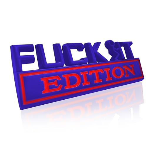 Image of Fuck IT Edition Emblem, Car Exterior Emblems Badge 3D Sticker Decal, Fuck-IT Edition Emblem 3D Fender Badge Decal, 3D Fender Badge Decal Car Truck Replacement, Fit for All Cars (Blue Red)