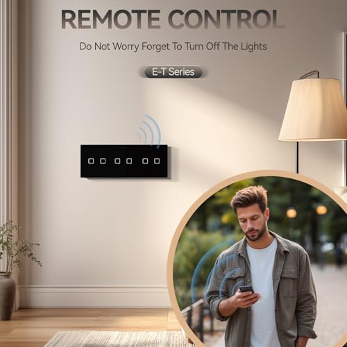 BSEED Smart Touch Lichtschalter,Glas Schalter Unterputz,Wandlichtschalter mit LED Hintergrundbeleuchtung,Neu E-Serie,16A 250V,2 Fach 1 Weg,228mm Schwarz