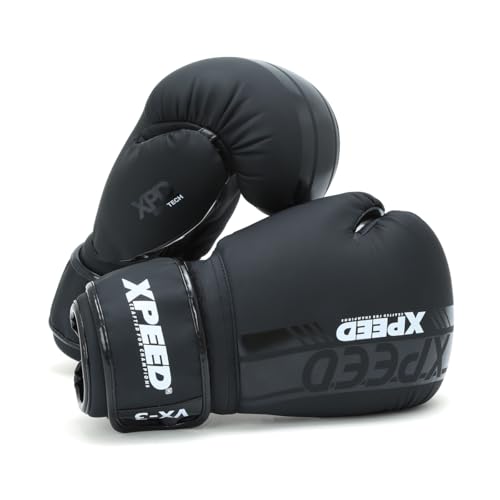 Xpeed Premium Matt PU Boxing Gloves || Soft and Comfortable || Mixed Martial Arts Gloves || Training Gloves || Bag Glove- Black (Pair of 1, 12oz)