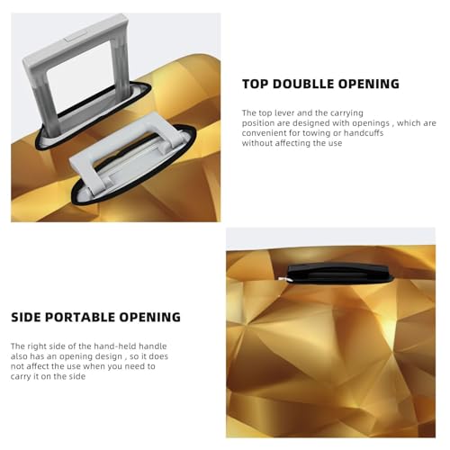 Geometric Yellow Metallic Foil Texture Elastic Travel Luggage Covers Dustproof Scratch-Resistant Suitcase Protector Fit 22-24 Inch3