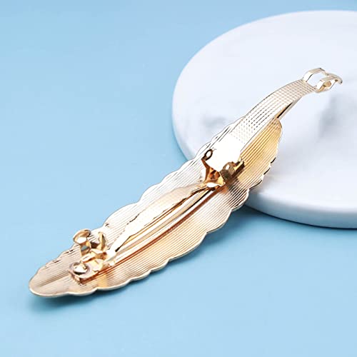 Erimberate Bohemian Metal Feather Hair Clip Vintage Feather Hair Barrette Gold Feather Hair Pins Clips Large Leaf Headwear Decorative Hair Accessories Jewelry For Women And Girls #TOP2