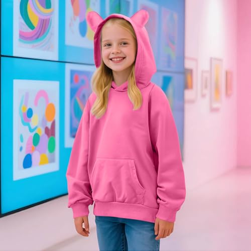 Hoodies for Teen Girls Fashion Long Sleeve Causal Pullover Tops Cute Hooded Sweatshirt Tween Girl Clothes 2-15T2