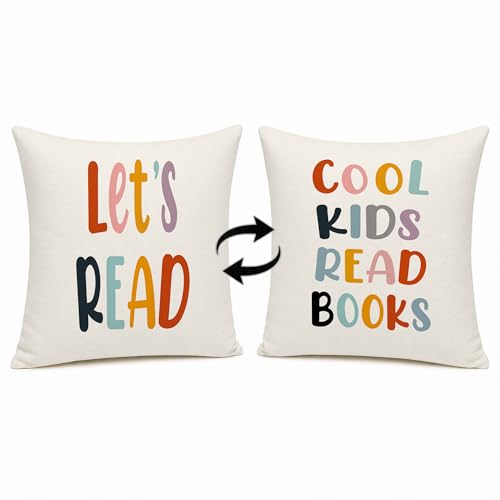 Rusenbao Classroom Reading Kids Decorative Pillows Covers for Bed 18x18, School Girl Style Classroom...