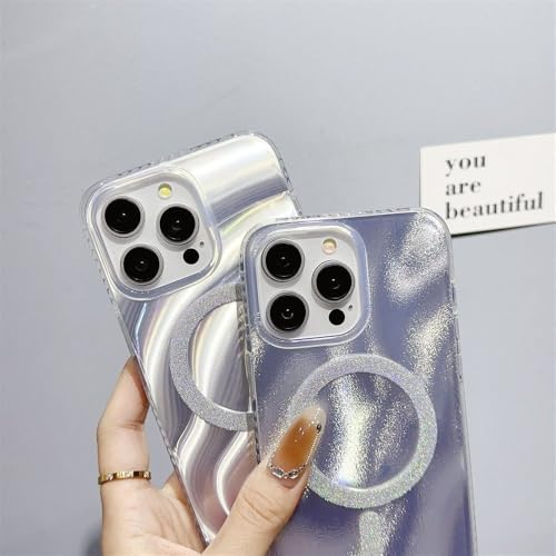 Coque iPhone 15 Pro Silver Phantom luxe magnétique en placage élégant