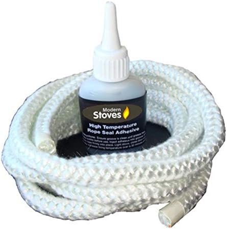 Stove Rope 10mm 3 Metres Long & Advanced Formula Hi Temp Adhesive Glue Stove Repair Kit