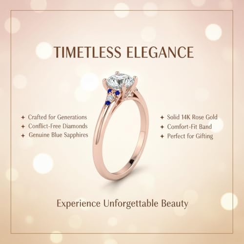 Image of Choose Your Gemstone Petite Dome Engagement Ring Rose Gold Plated Round Shape Petite Engagement Rings Everyday Jewelry Wedding Jewelry Handmade Gifts for Wife US Size 4 to 12