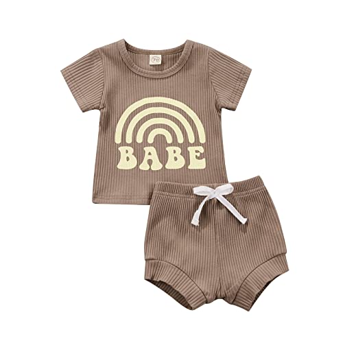Image of Thorn Tree Newborn Baby Girl Clothes Cotton Infant Romper Headband Shorts Play Wear Summer Rainbow Outfits