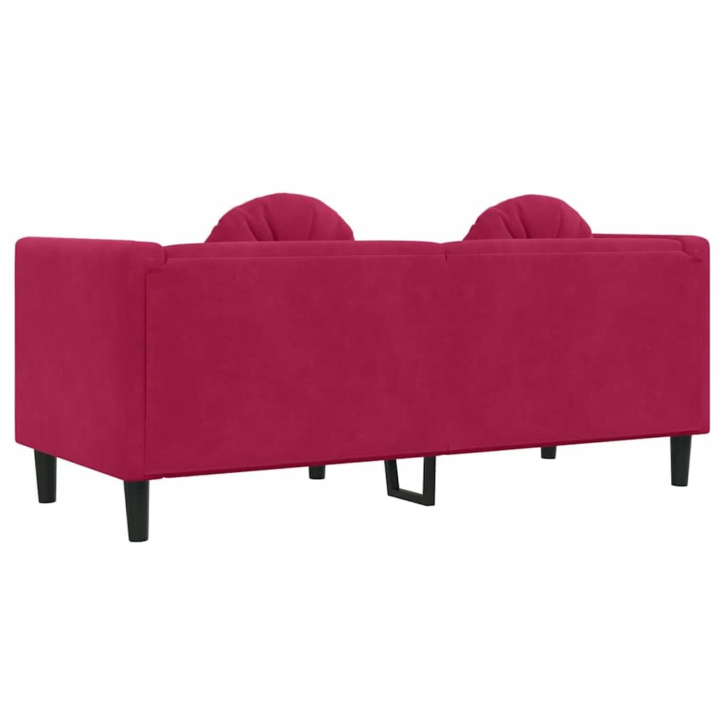 vidaXL Sofá de 2 plazas con Cojines Terciopelo Rojo Tinto