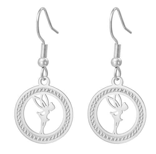 EUEAVAN Pendientes de hadas, diseño de princesa, joyería elegante de moda, regalo para bailarina de ballet, para mujer, Medium, Acero inoxidable, Sin piedra preciosa
