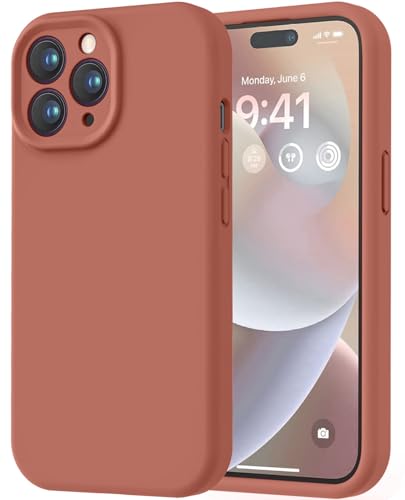 Image of LOVE 3000 Designed for iPhone 14 Pro Case, Premium Silicone with [Soft Anti-Scratch Microfiber Lining] Shockproof Protective Phone Case for Men Women Girls 6.1 inch, Caramel