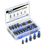 TAILONZ PNEUMATIC 1/8'' 1/4'' 5/16'' 3/8'' 1/2'' OD Straight Push to Connect Fittings Push Connectors Plastic Quick Release Connectors Air Line Fittings 50PCS