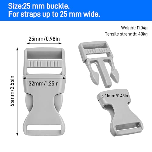 Ztolbriy 4 Stück Steckschnallen 25mm – Klickverschluss für Gurte & Rucksäcke | Hochwertiger Kunststoff – Hitzebeständig & Langlebig | Einfache Reparatur von Outdoor-Ausrüstung