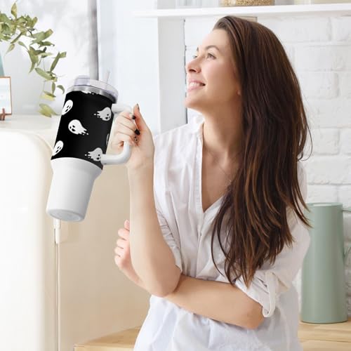 Copo Coldee assustador padrão Halloween tampa à prova de vazamento e canudo grande garrafa de água r