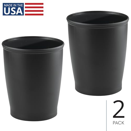 Caneca de basura redonda de plástico 2 unidades negra miniatura 2