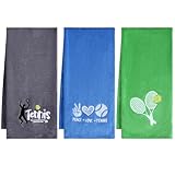 VitalCozy 3 Pcs Tennis Towel Cotton 30x14 Inch Embroidered Sports Towel Funny Tennis for Women Men Sports Player Fitness Accessories(Green Blue Gray,Classic Style)