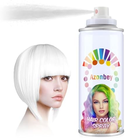 White Hair Spray Temporary Hair Color Spray for Women Men,Washable Temporary Hair Color Dye Hairspray for Halloween Cosplay Festival Party Costume Makeup (#White)