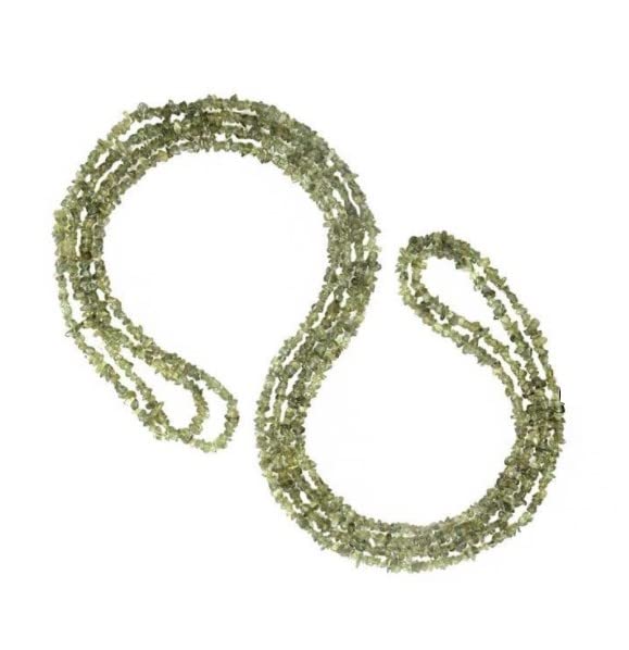 Apatite verte collier de perles pépites naturelles 254 cm en gemme brute unique