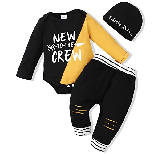 Image of Newborn Infant Baby Boy Clothes Fall Winter Outfits New to The Crew Outfit Toddler Baby Boy Clothes Set