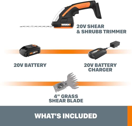 WORX Cordless Grass Shear & Shrub Trimmer, 20V 4" + 8" Bush Trimmer, WG801 - image 4