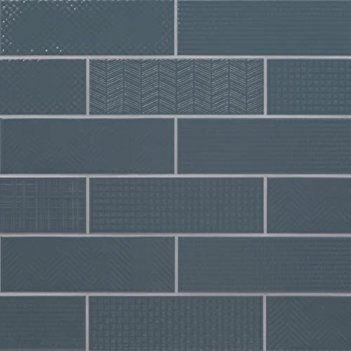 MSI Urbano Navy Glossy Mix Ceramic Subway Wall Tile Kitchen & Bath Sample
