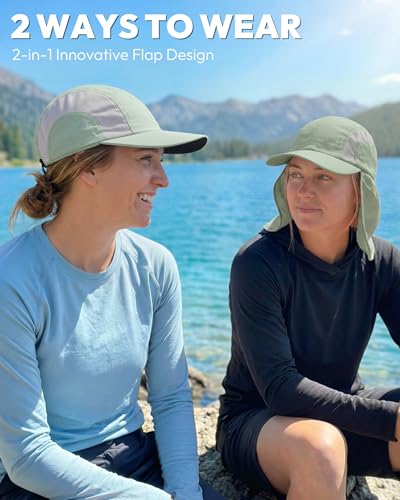 Image of Mens Sun Hat with Breathable Mesh Sun Hats for Men Sun Protection Fishing Hat with Neck Flap for Hiking Cycling