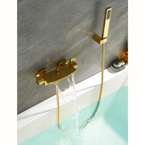 Mitigeur de baignoire cascade doré au design mural chic - 7